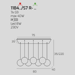 Lampadario a sospensione Eclipse 7 luci - Toplight