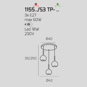 Lampadario a sospensione Future 3 luci - Toplight