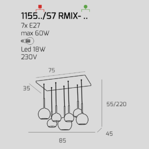 Lampadario a sospensione Future 7 luci - Toplight