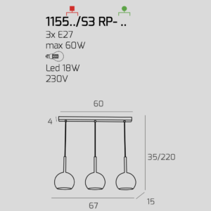 Lampadario a sospensione Future 3 luci - Toplight